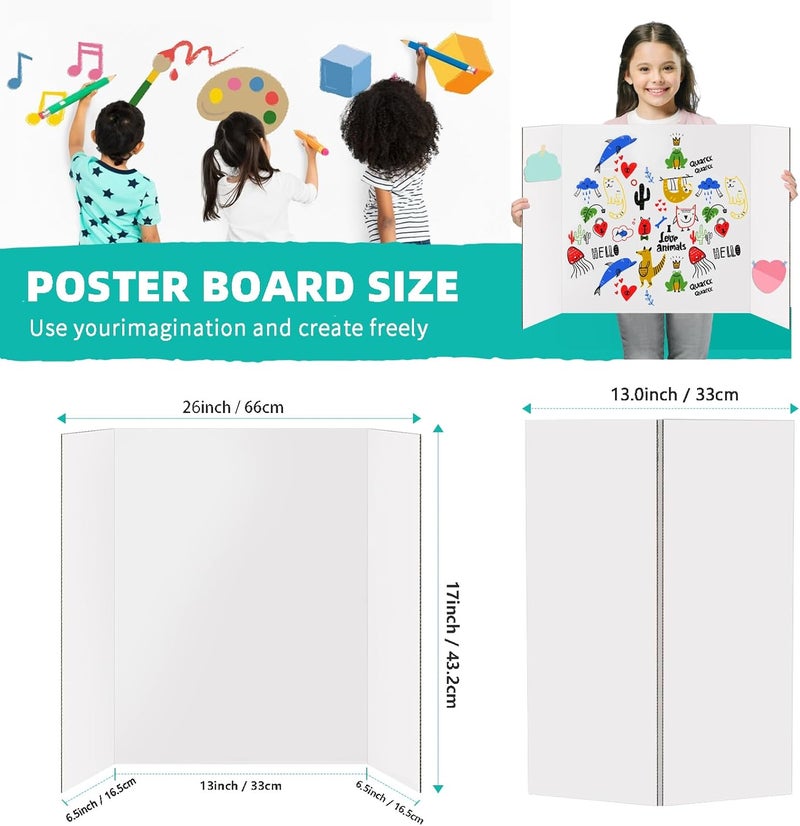 Doubleggs Trifold Poster Board 26"x17", 10 Pack Small White Corrugated Boards for School Projects, Science Fairs, Office Presentations - Image 2